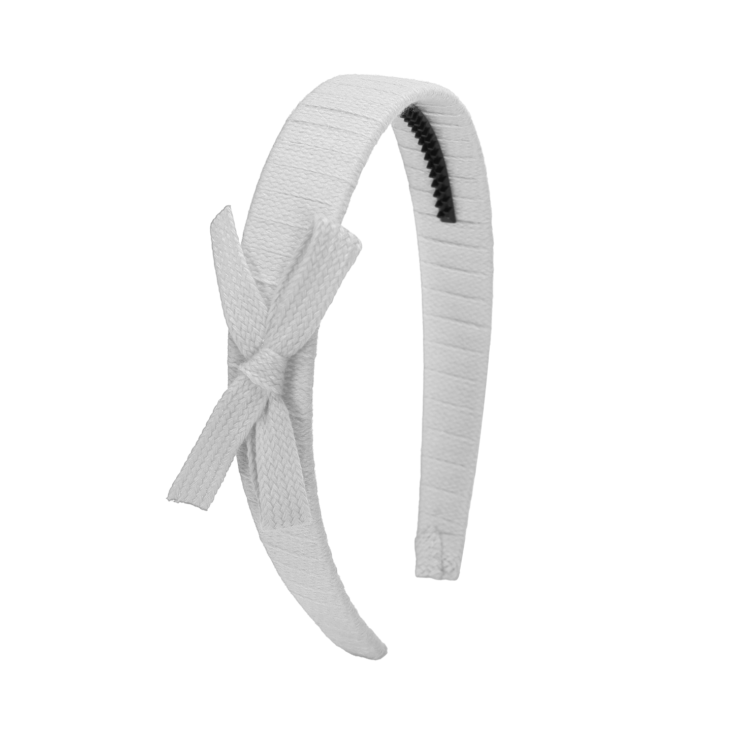 SS26 Woven Ribbon Hard Headband (White)