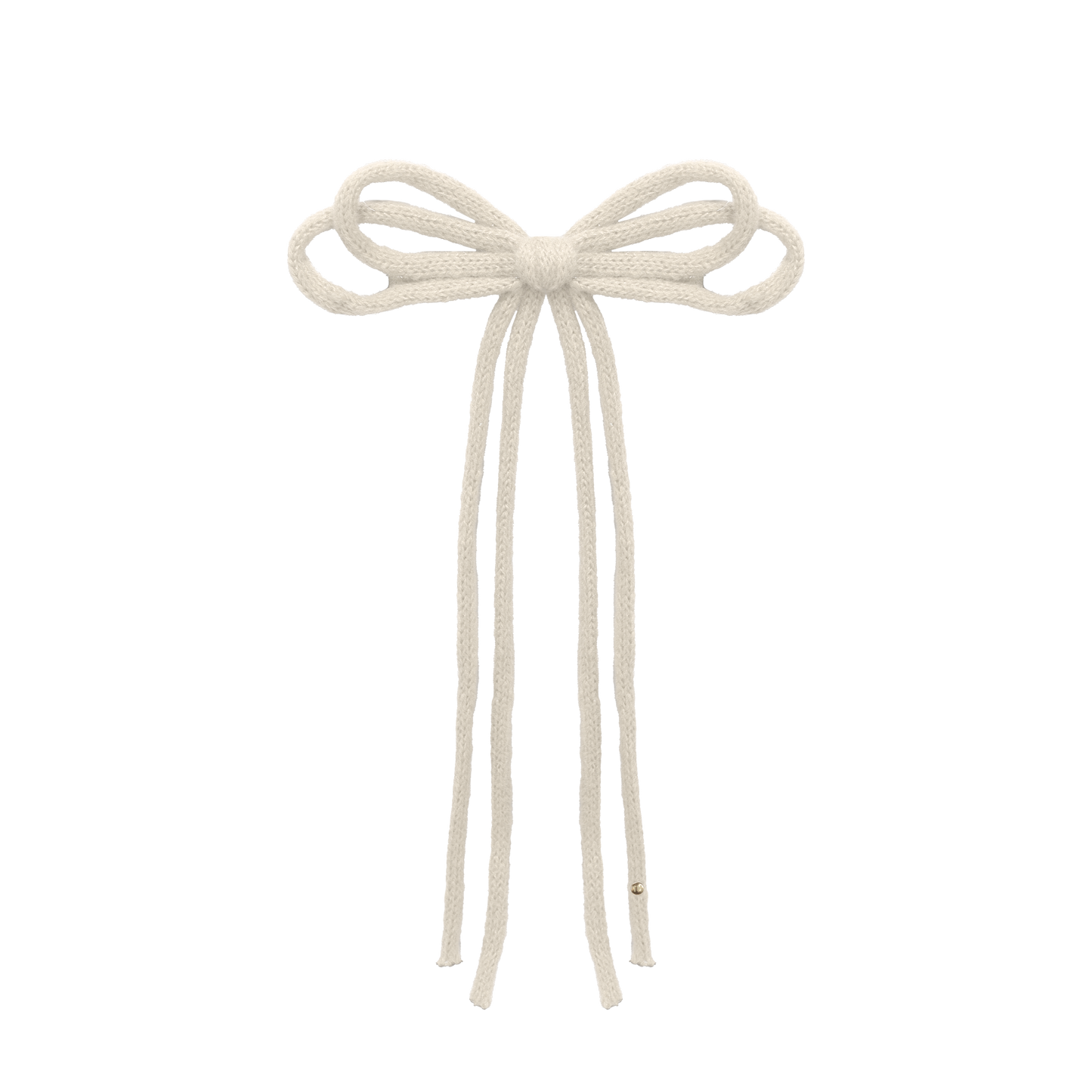 SS26 Knit Ribbon Long Tail Bow Clip (Cream)
