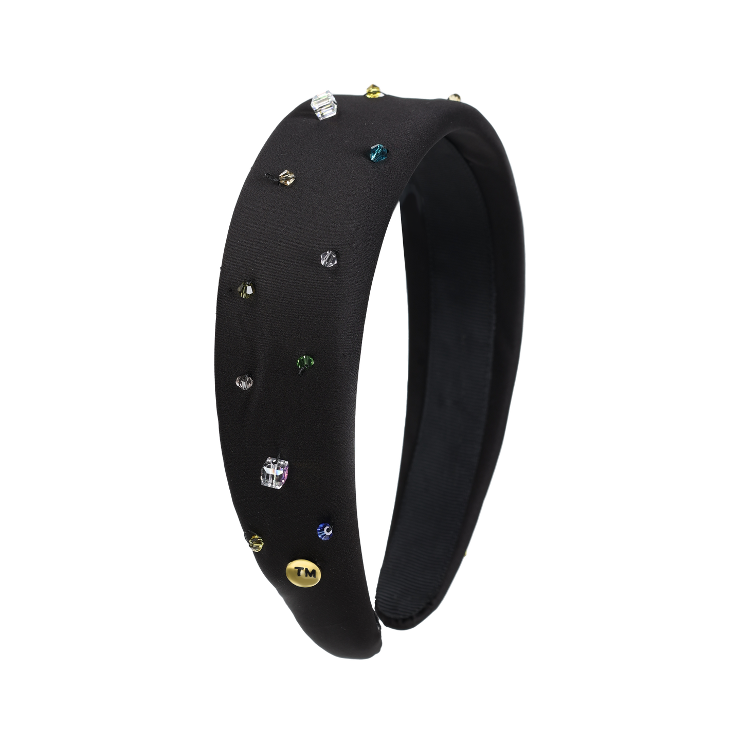 Silk With Crystals Hard Headband (Black)