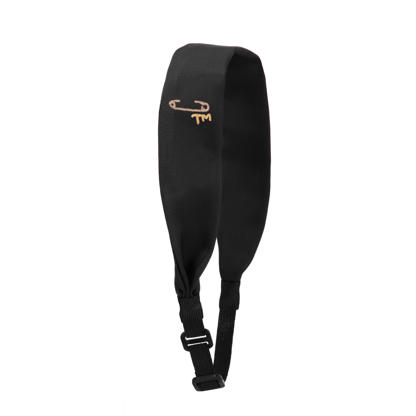 Gold Safety Pin Embroidery Adjustable Headscarf (Black)