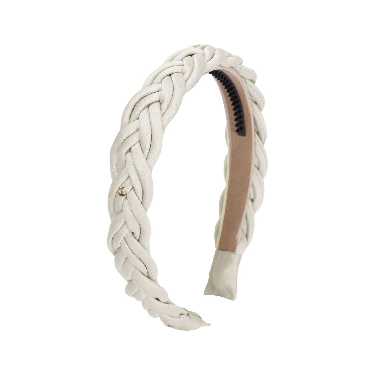 SS26 Satin-Cord Ribbon Hard Headband (Cream)