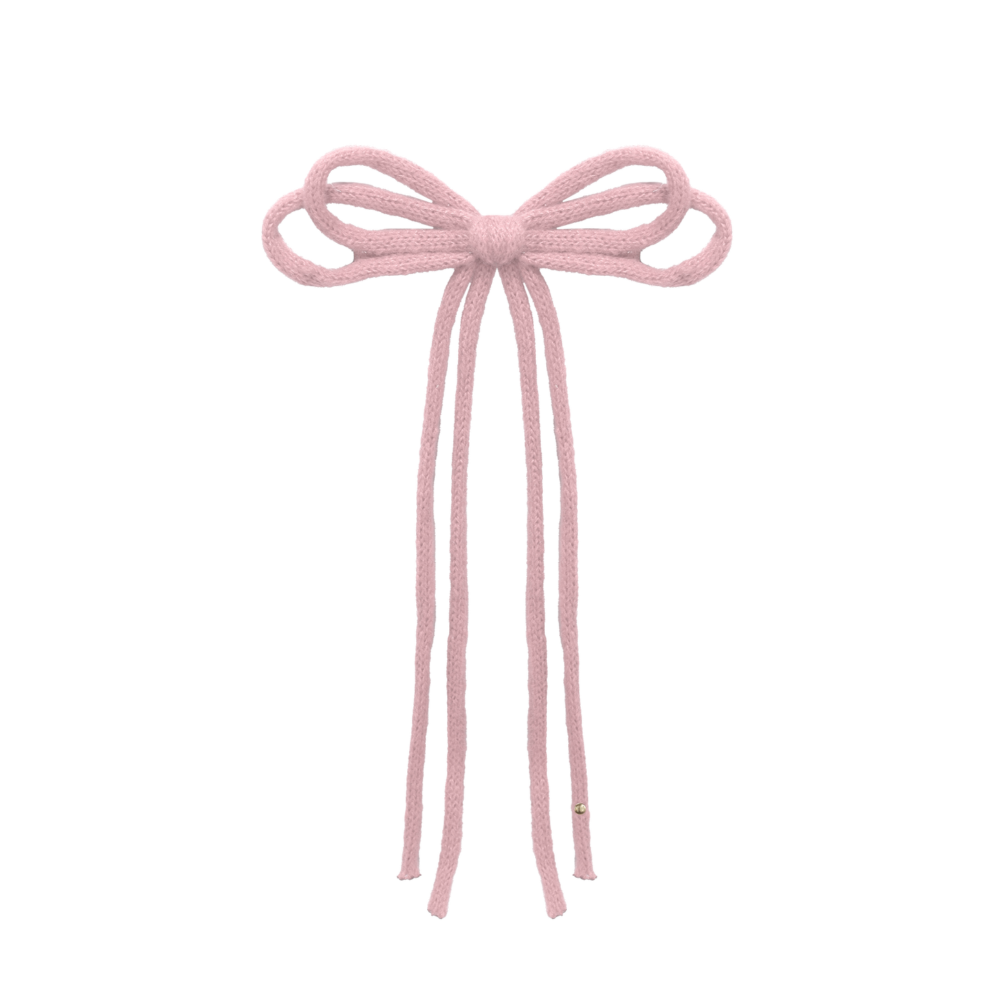 SS26 Knit Ribbon Long Tail Bow Clip (Pink)