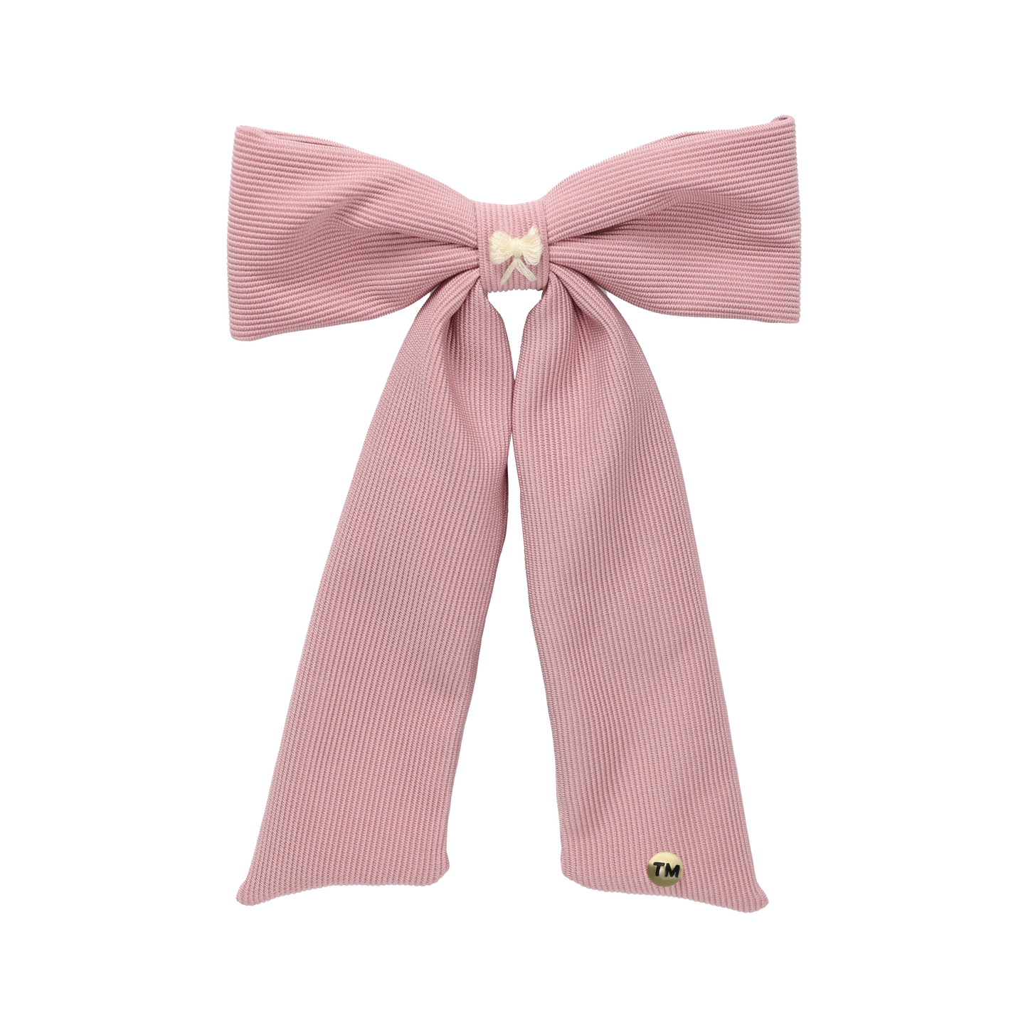 Bow Embroidery Knit Collection Large Bow Clip (Pink)
