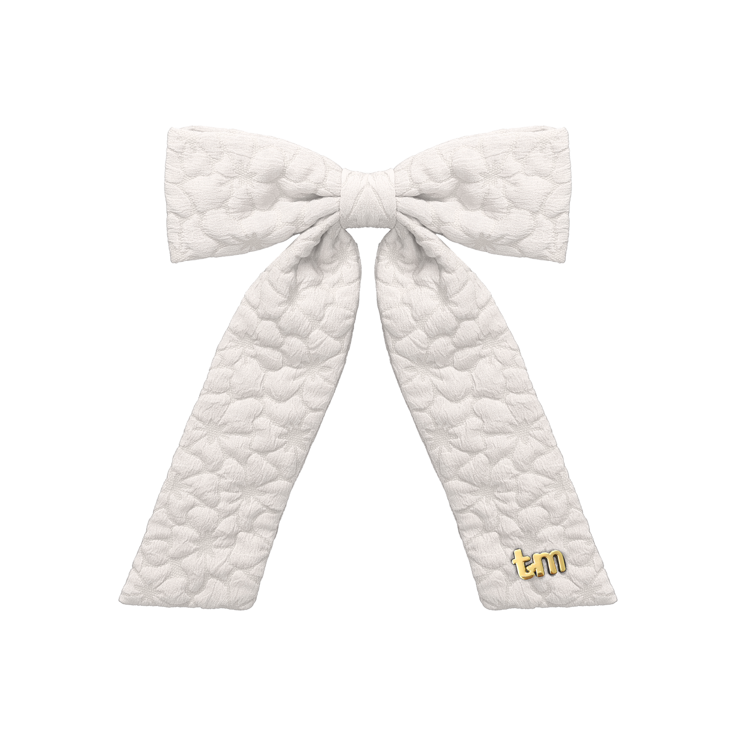 Floral Quilted Collection Large Bow Clip (Cream)