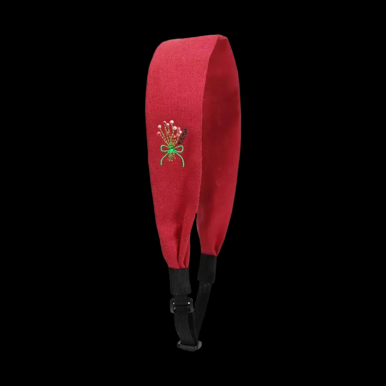 Bouquet Embroidery Knit Collection Adjustable Headscarf (Red)