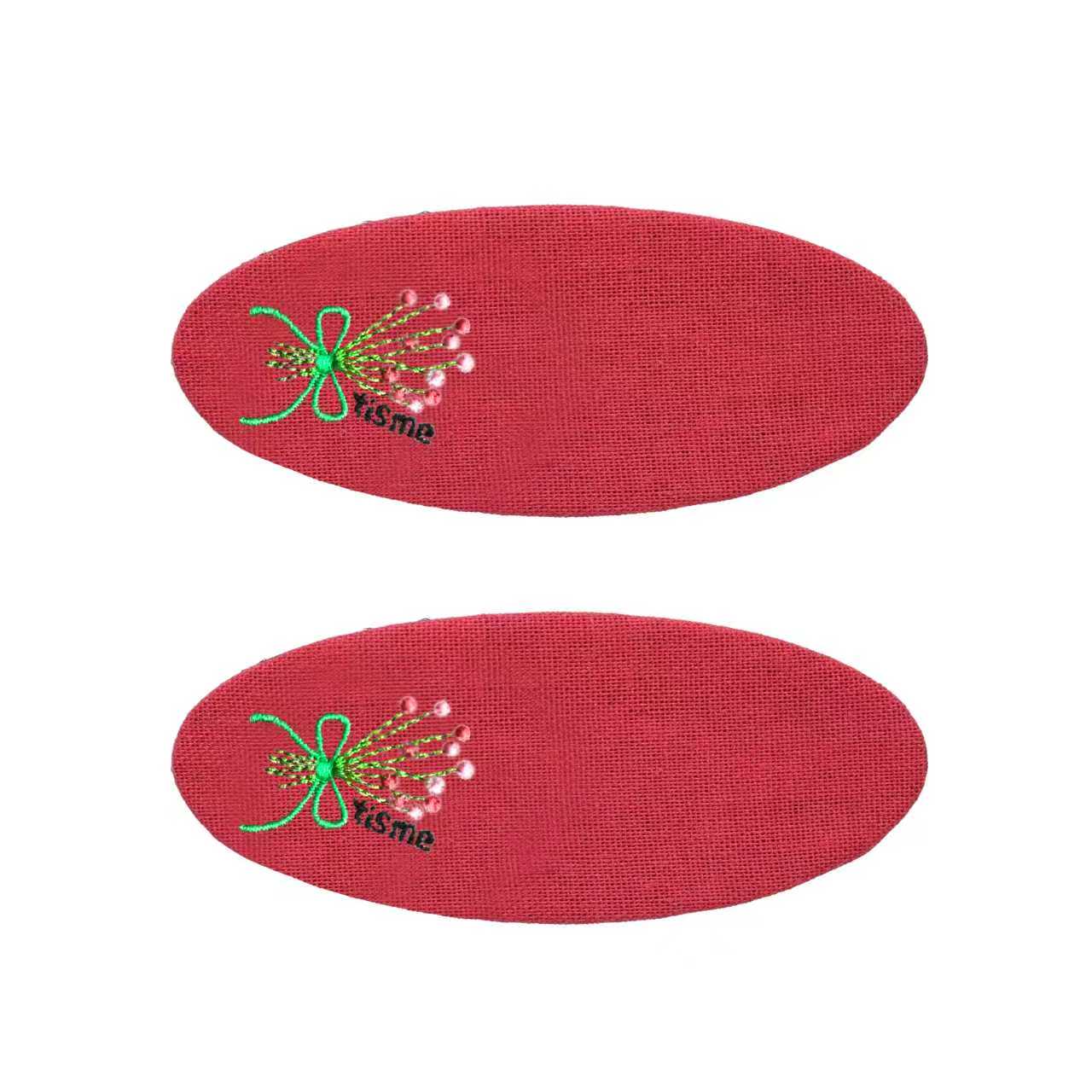 Bouquet Embroidery Knit Collection Barrette Clip (Red)