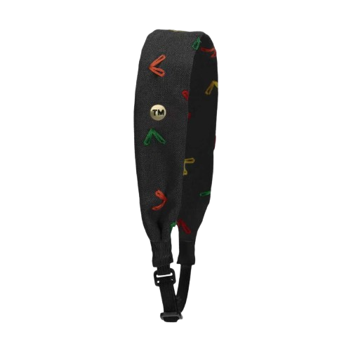 Denim Colored Hearts Embroidery Adjustable Headscarf (Black)
