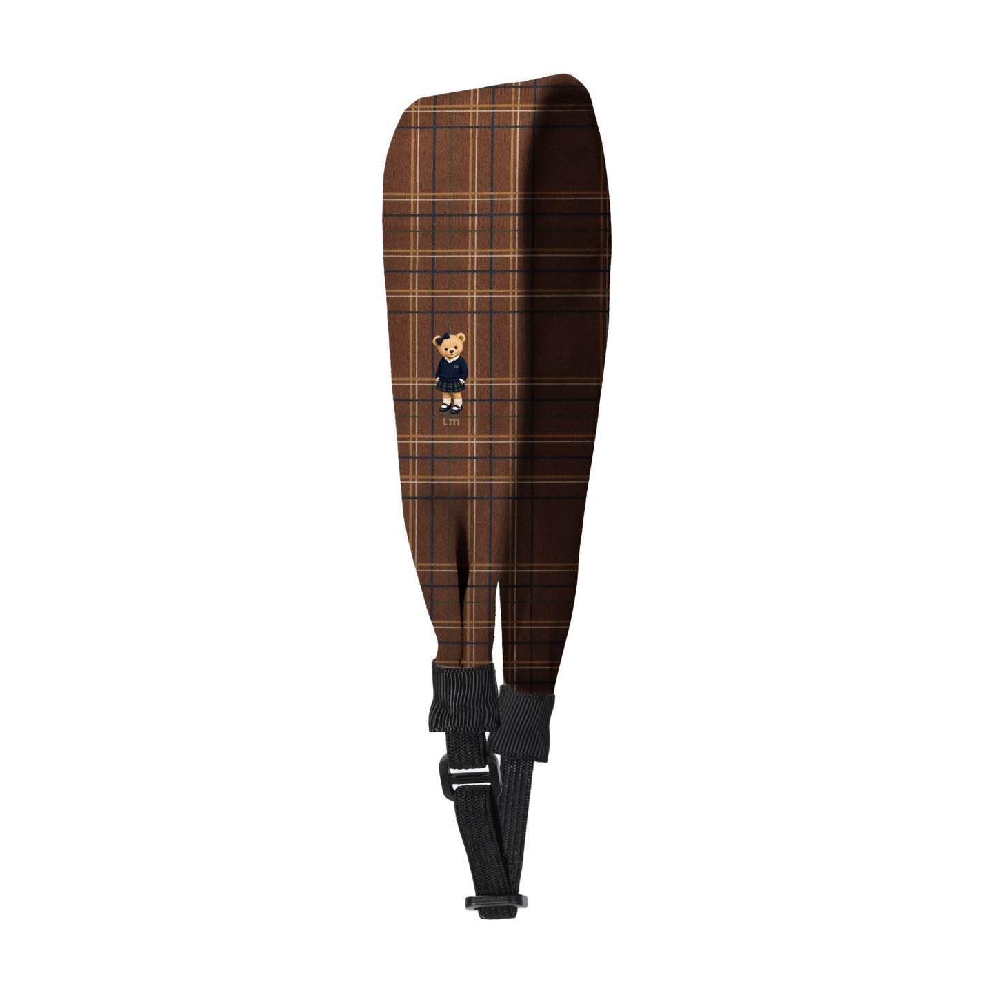 FW26 Tartan Bear Patch Printed Collection Adjustable Headscarf Brown