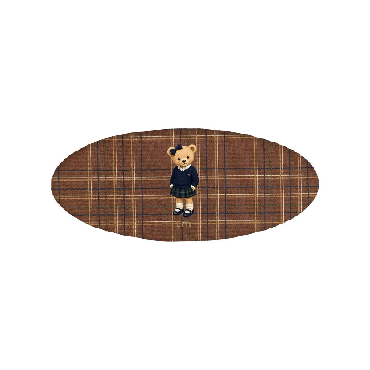 FW26 Tartan Bear Patch Printed Collection Barrette clip (Brown)