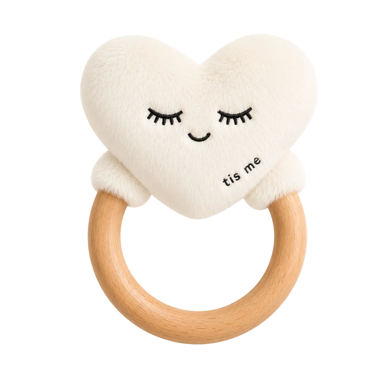Rattle Teether (Heart, Cream)