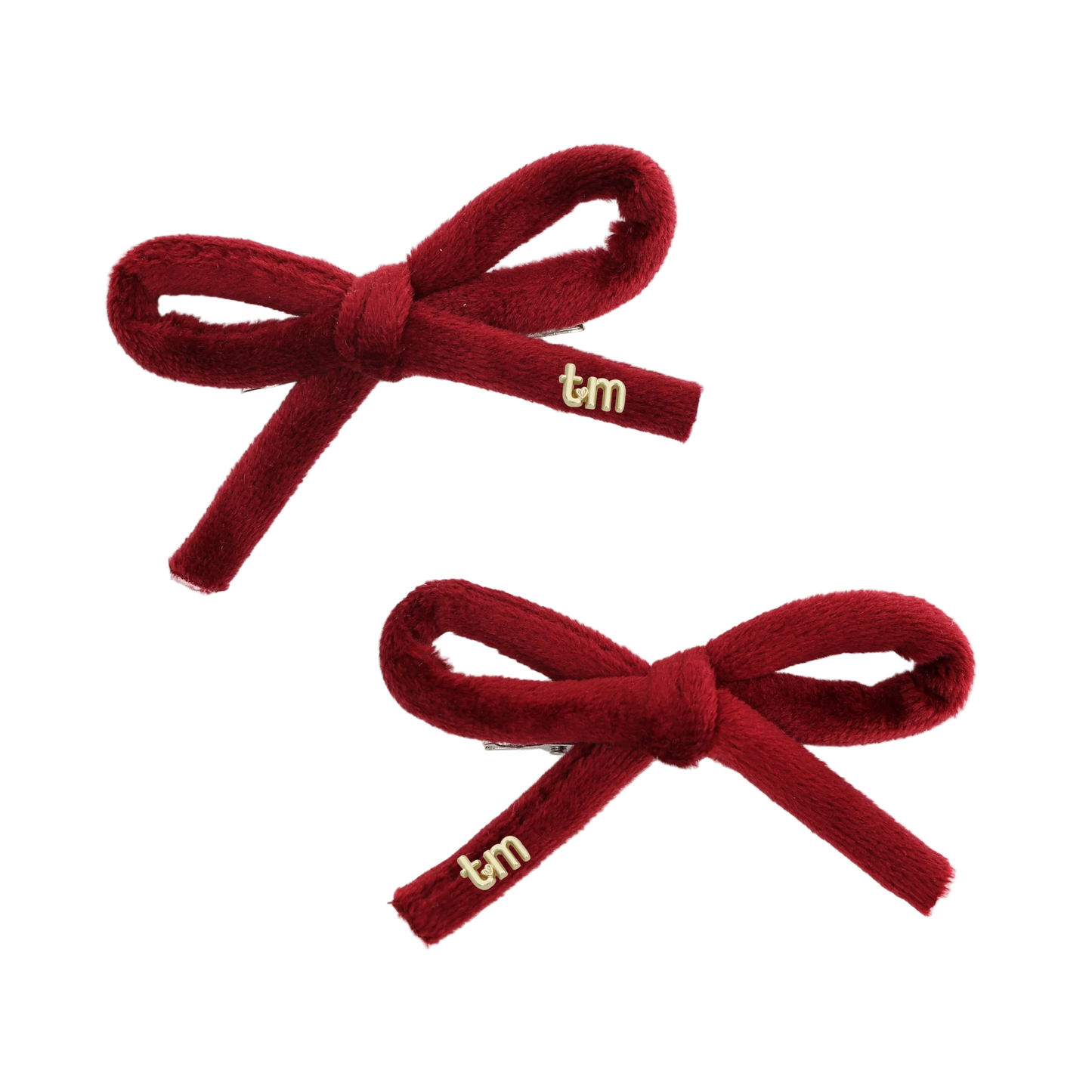 FW26 Velvet Cord Set Of 2 Bow Clip 2.5" Width Maroon