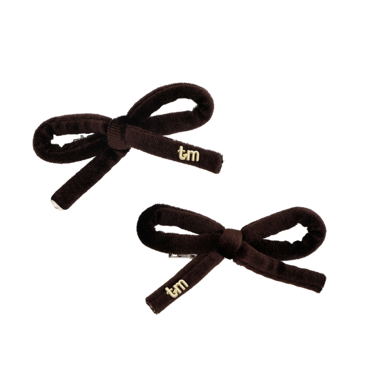 FW26 Velvet Cord Set Of 2 Bow Clip 2.5" Width Black