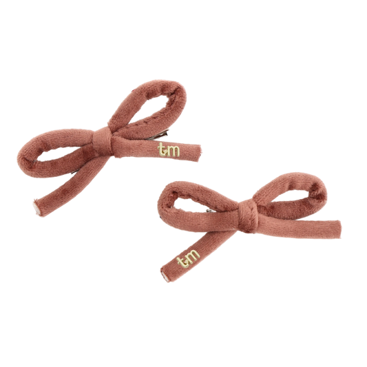 FW26 Velvet Cord Set Of 2 Bow Clip 2.5" Width Mauve
