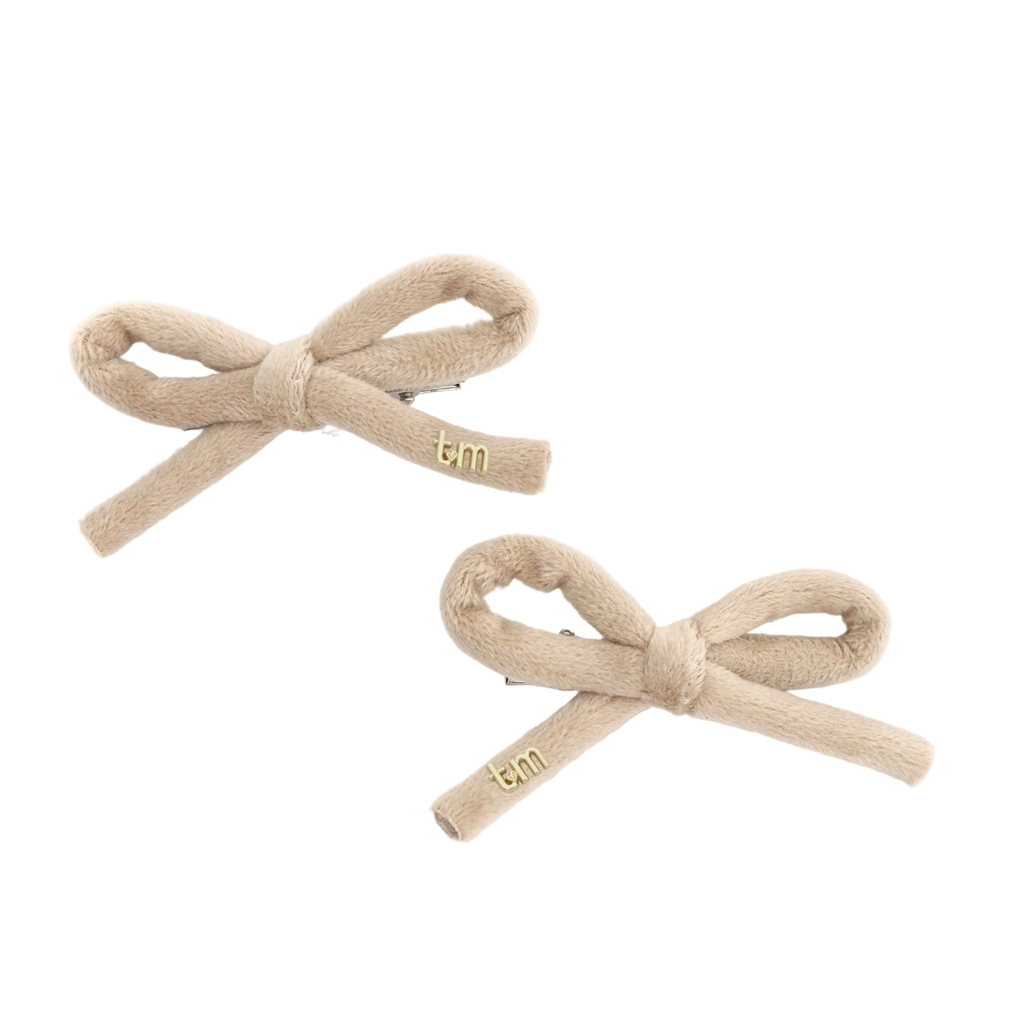 FW26 Velvet Cord Set Of 2 Bow Clip 2.5" Width Beige
