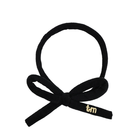 FW26 Velvet Cord Nylon Headband With Bow Black