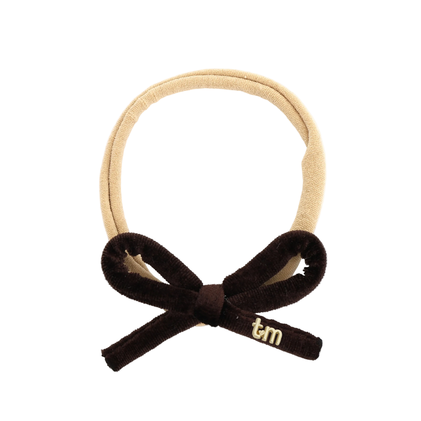 FW26 Velvet Cord Nylon Headband With Bow Brown