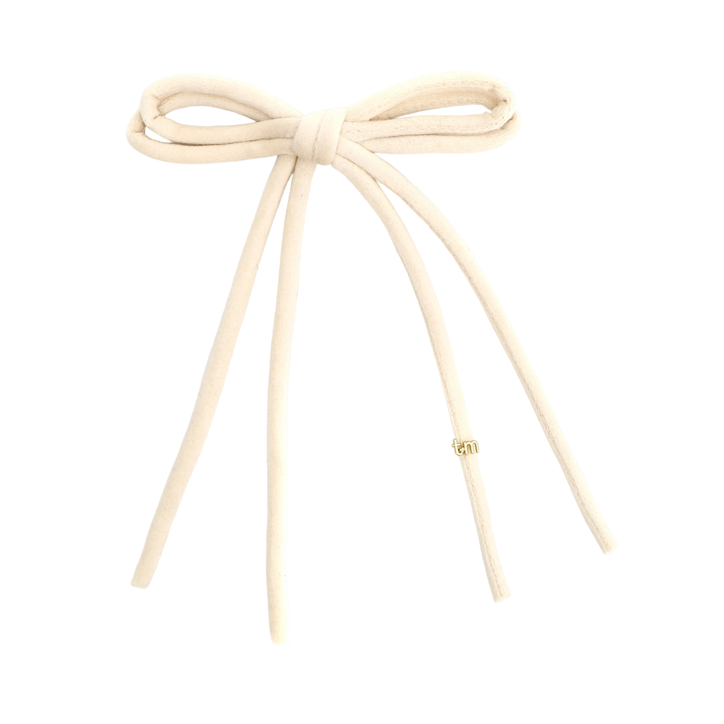 FW26 Velvet Cord Long Tail Bow Clip Cream