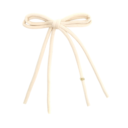 FW26 Velvet Cord Long Tail Bow Clip Cream