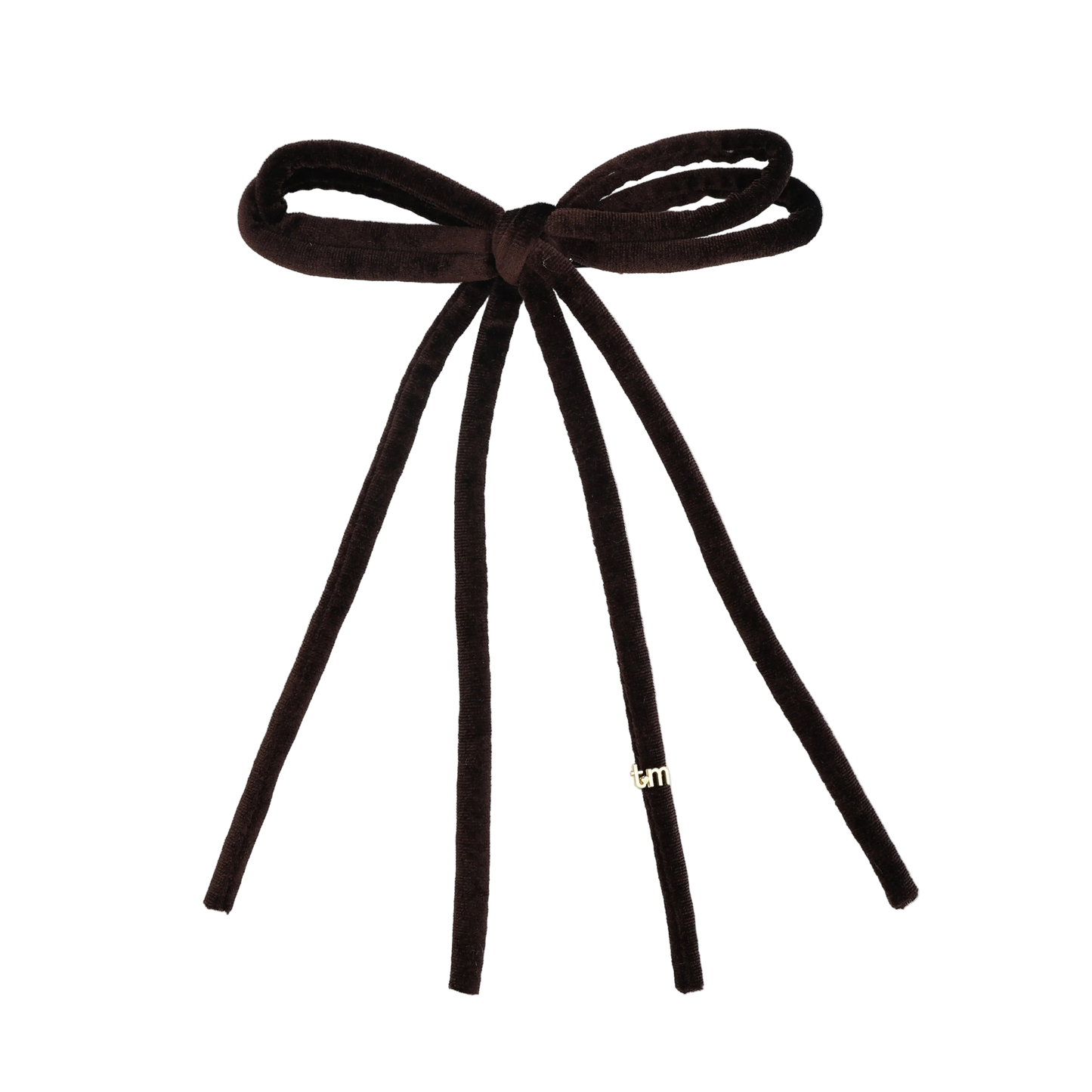 FW26 Velvet Cord Long Tail Bow Clip Brown
