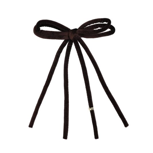 FW26 Velvet Cord Long Tail Bow Clip Brown