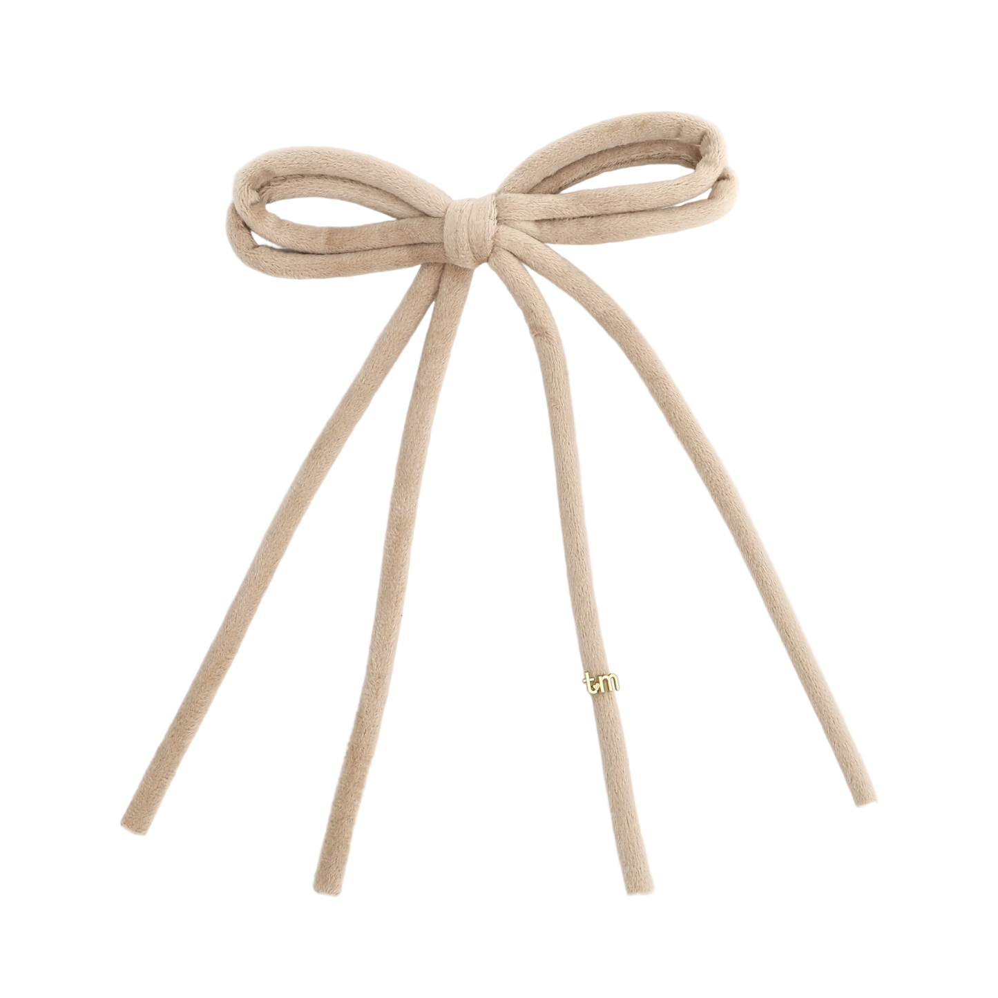 FW26 Velvet Cord Long Tail Bow Clip Beige