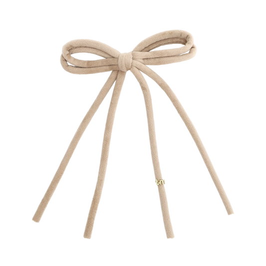 FW26 Velvet Cord Long Tail Bow Clip Beige