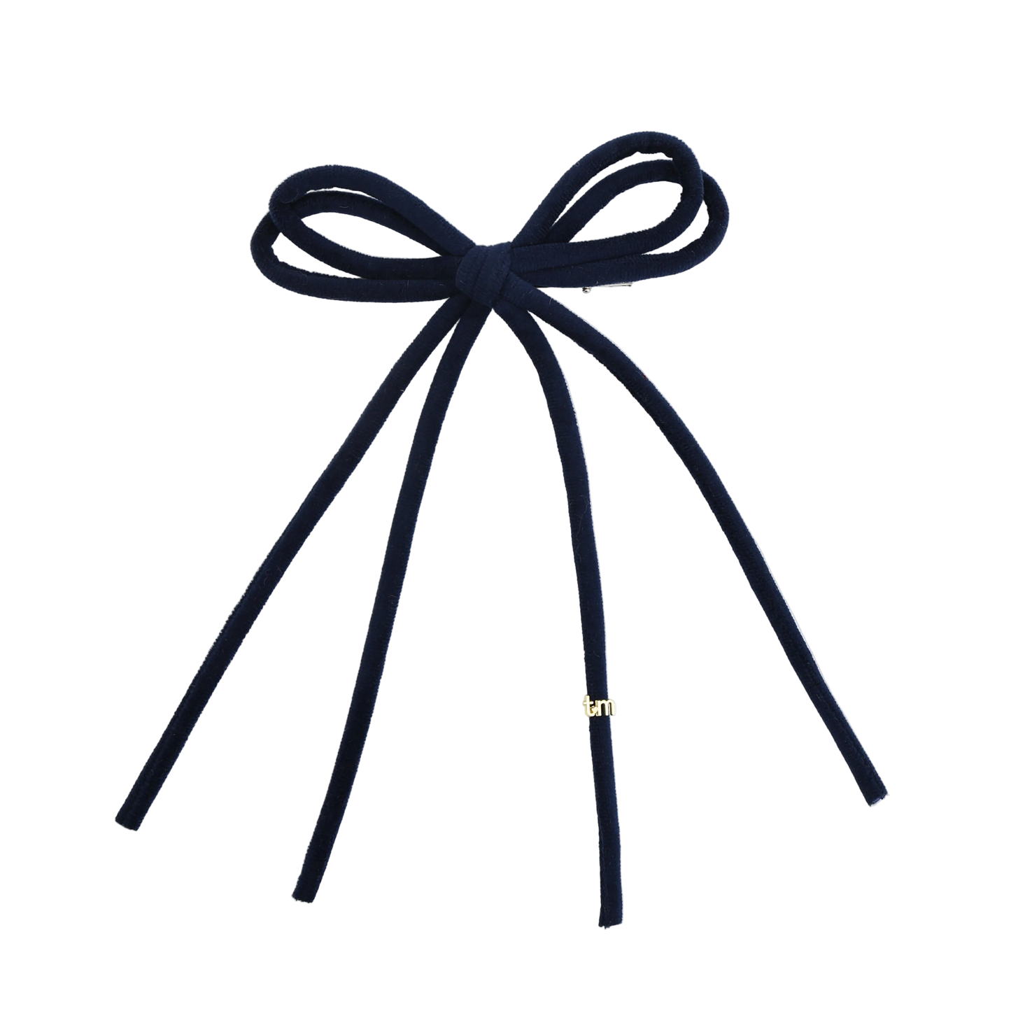 FW26 Velvet Cord Long Tail Bow Clip Navy