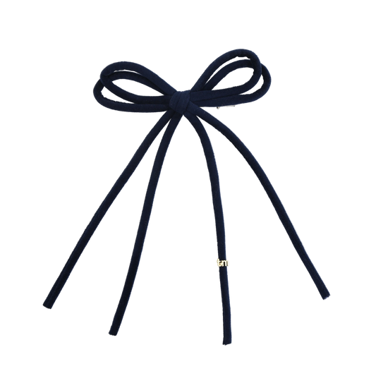 FW26 Velvet Cord Long Tail Bow Clip Navy