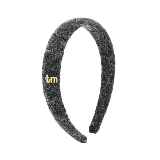 FW26 Rabbit Fur Knitted Hard Headband Heather Gray