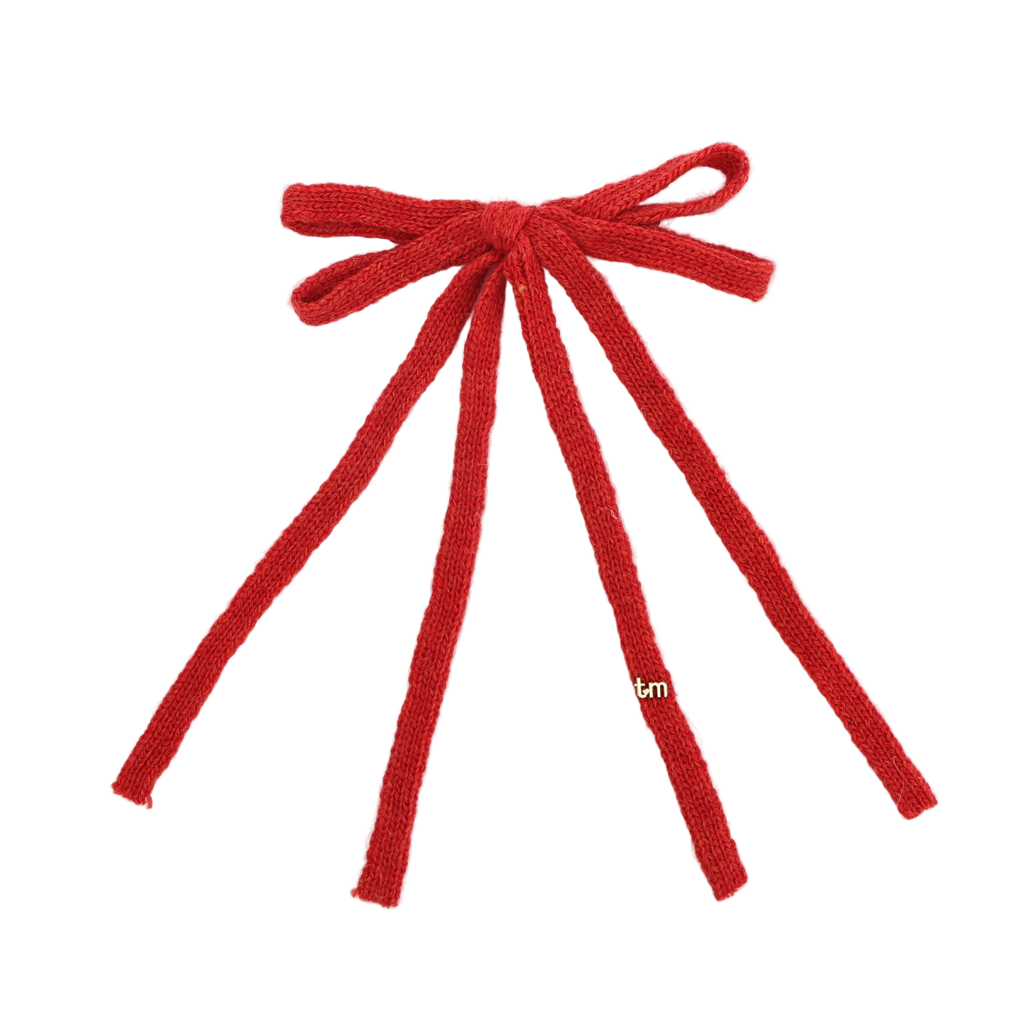 FW26 Rabbit Fur Knitted Long Tail Bow Clip Red