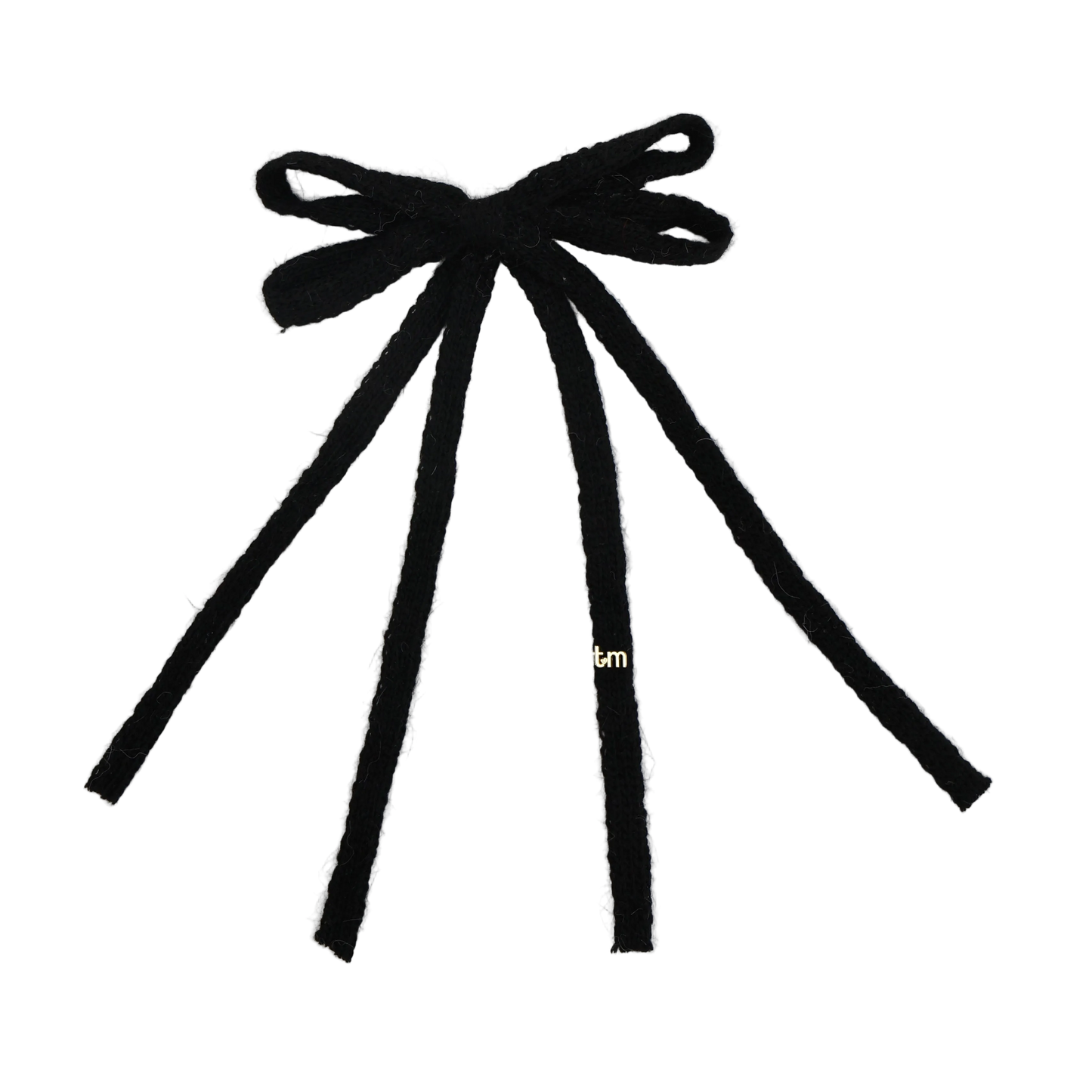 FW26 Rabbit Fur Knitted Long Tail Bow Clip Black