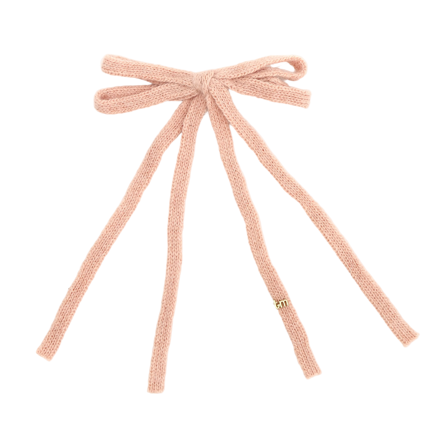 FW26 Rabbit Fur Knitted Long Tail Bow Clip Pink