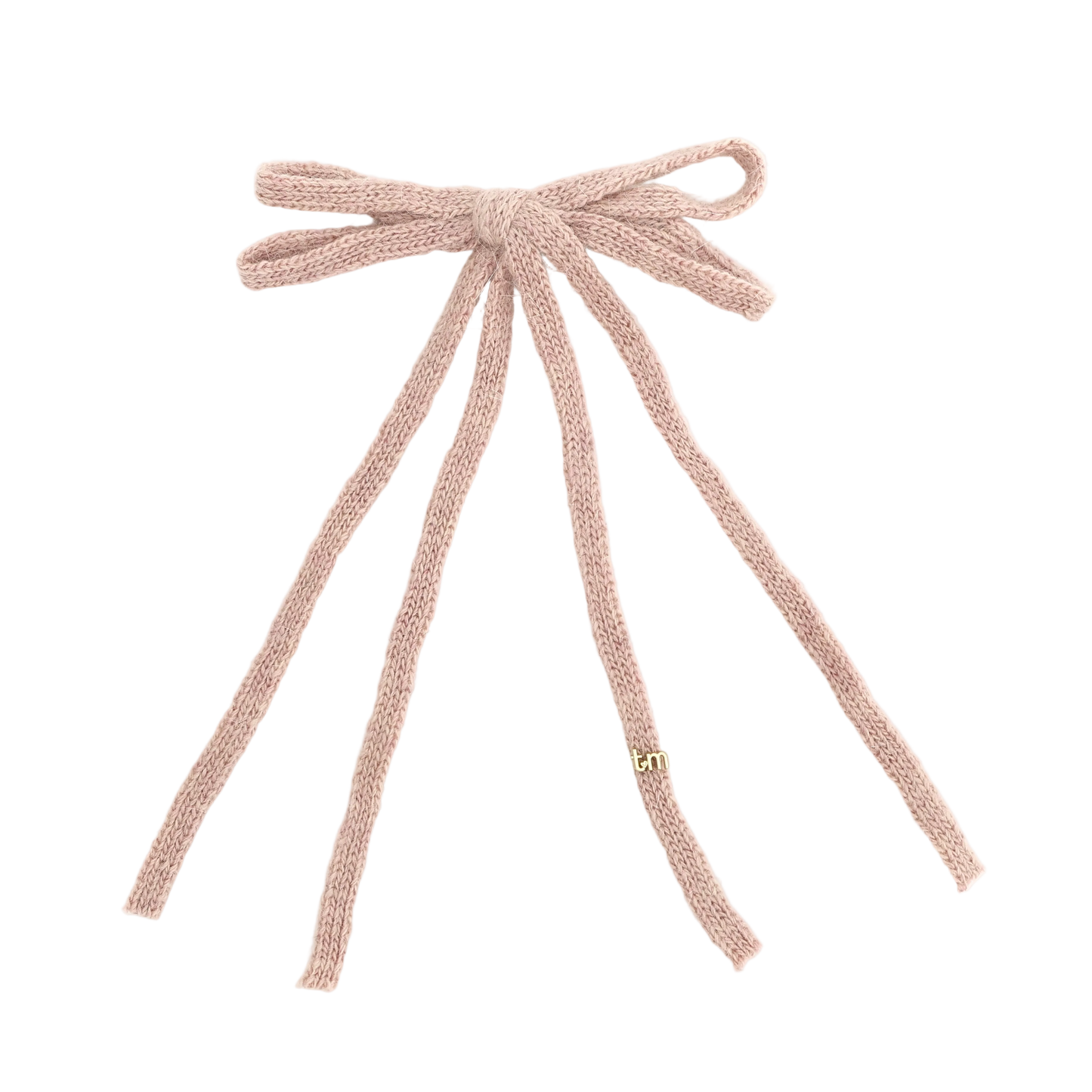 FW26 Rabbit Fur Knitted Long Tail Bow Clip Beige