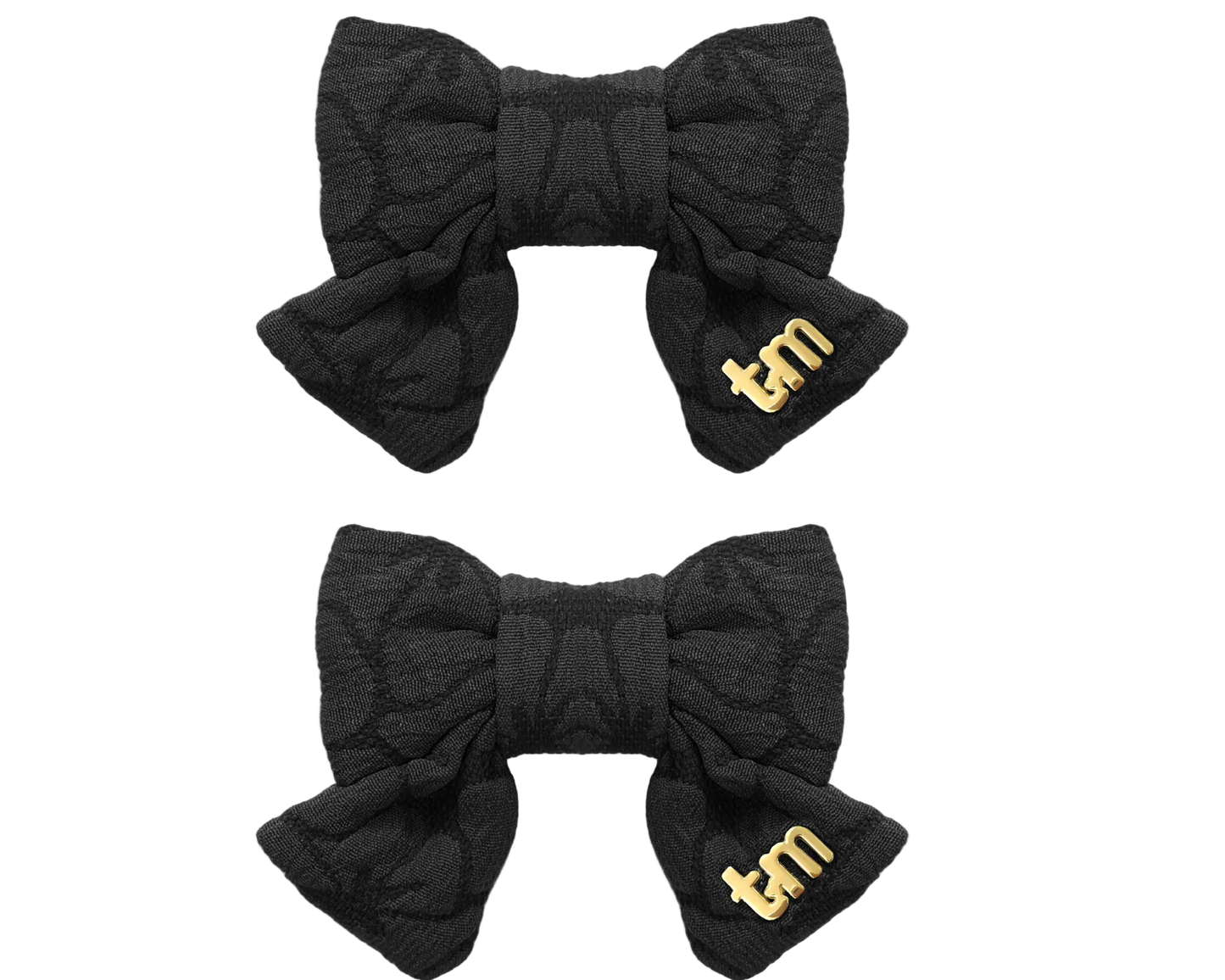 Floral Quilted Collection Mini Bow Clip Set Of 2 (Black)