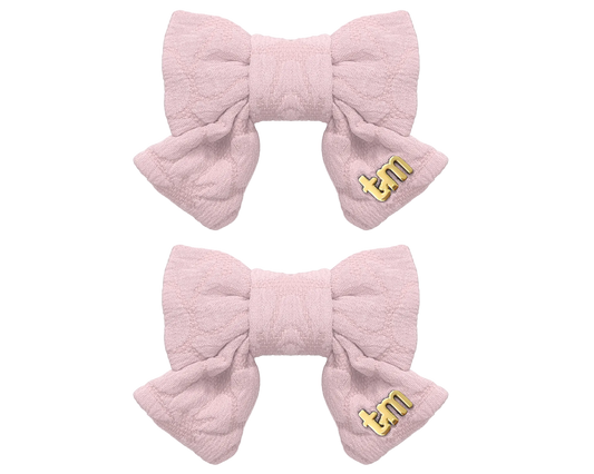 Floral Quilted Collection Mini Bow Clip Set Of 2 (Pink)