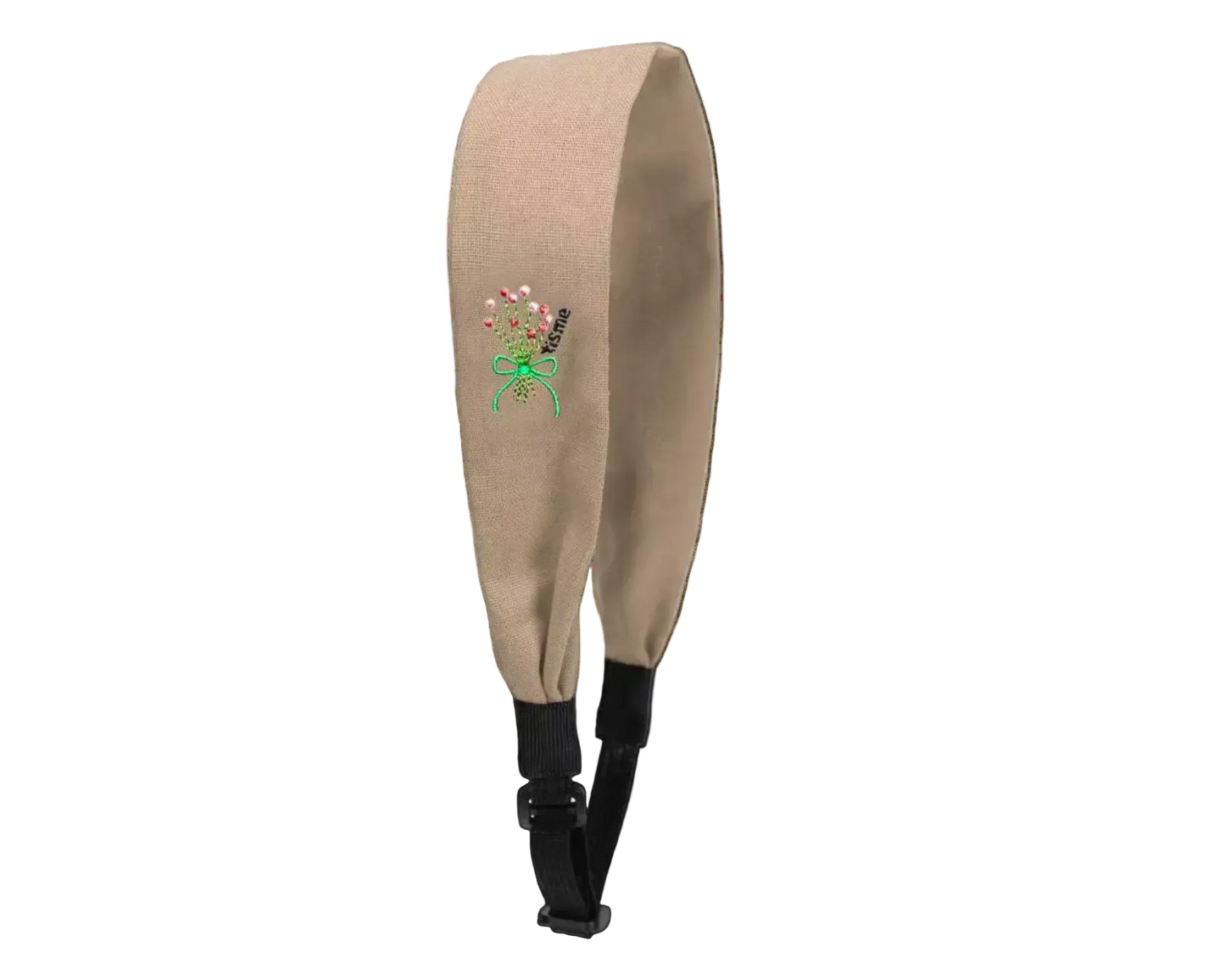 Bouquet Embroidery Knit Collection Adjustable Headscarf (Beige)