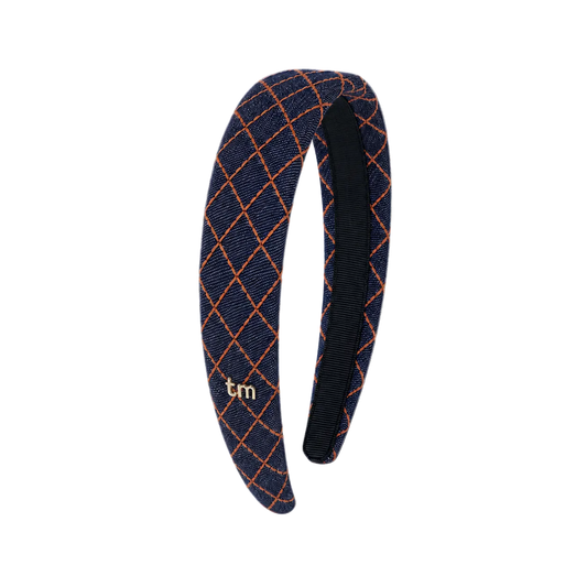 FW26 Denim Brown Thread Hard Headband Navy