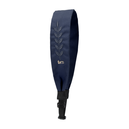 FW26 Monochrome Embroidery Linen Adjustable Headscarf Navy