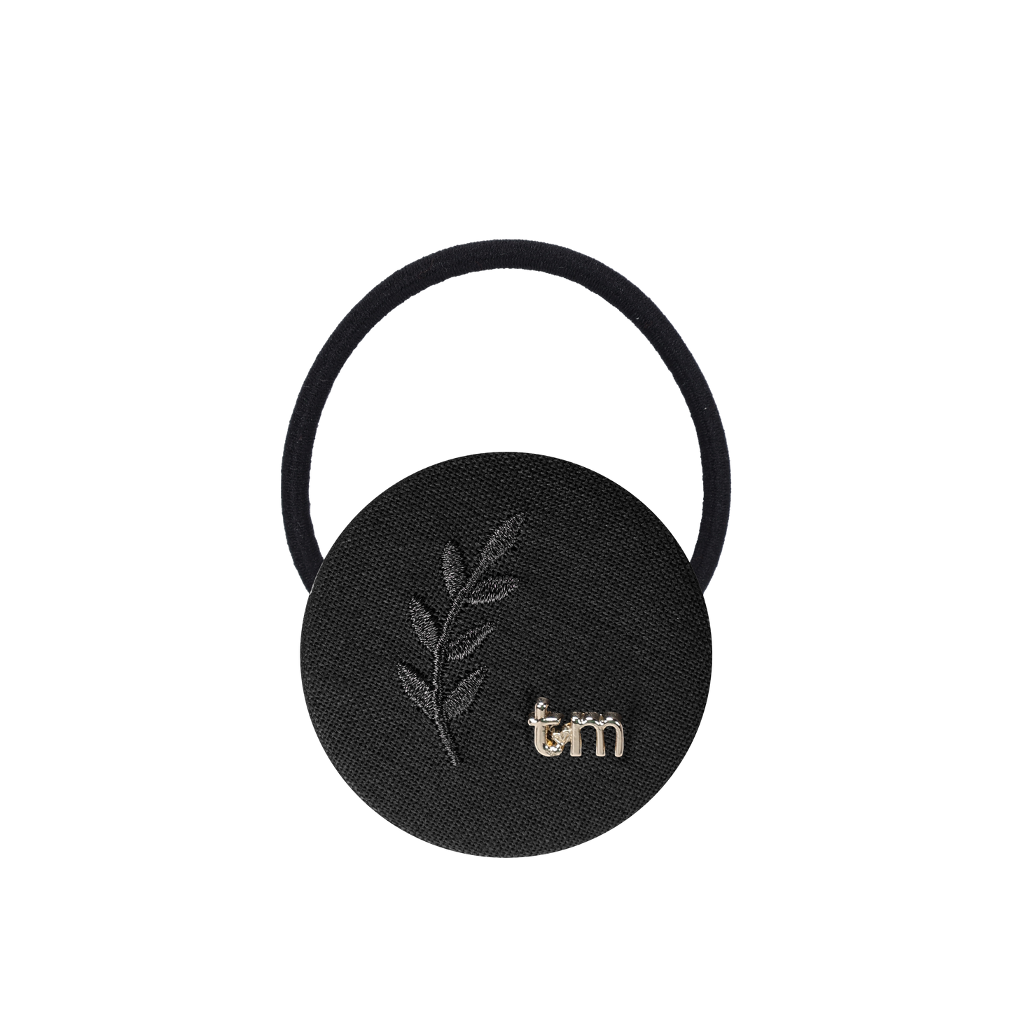 FW26 Monochrome Embroidery Linen Pony Holder Circle Black