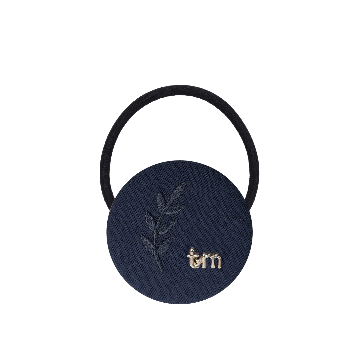 FW26 Monochrome Embroidery Linen Pony Holder Circle Navy
