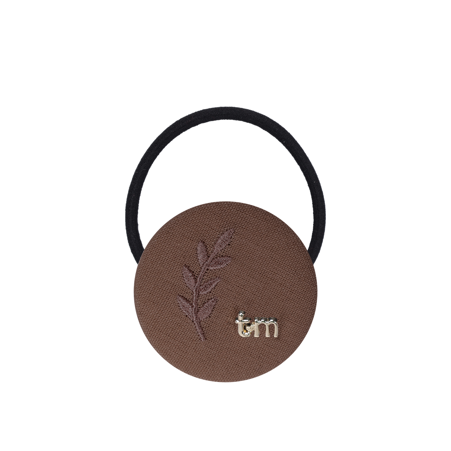 FW26 Monochrome Embroidery Linen Pony Holder Circle Brown