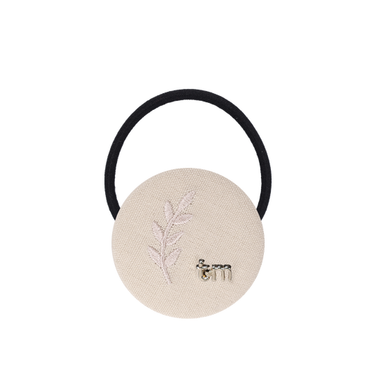 FW26 Monochrome Embroidery Linen Pony Holder Circle Cream