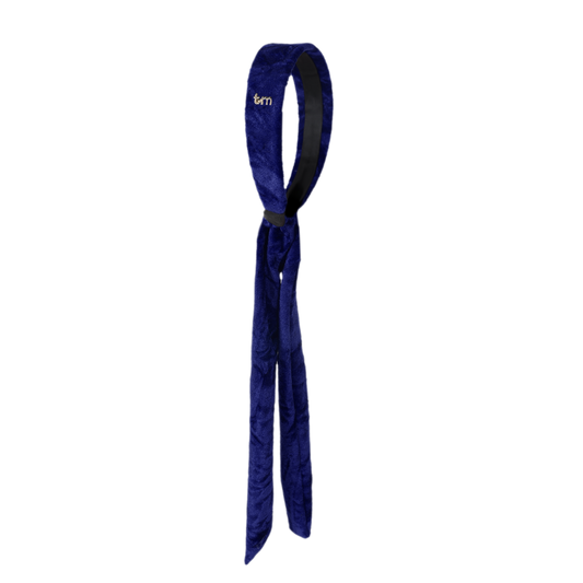 FW26 Crushed Velvet Headscarf Look Headband With Tails Navy