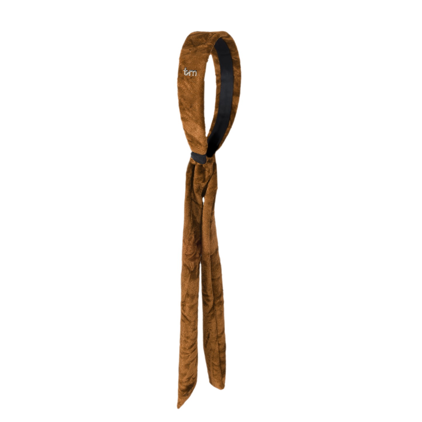 FW26 Crushed Velvet Headscarf Look Headband With Tails Brown