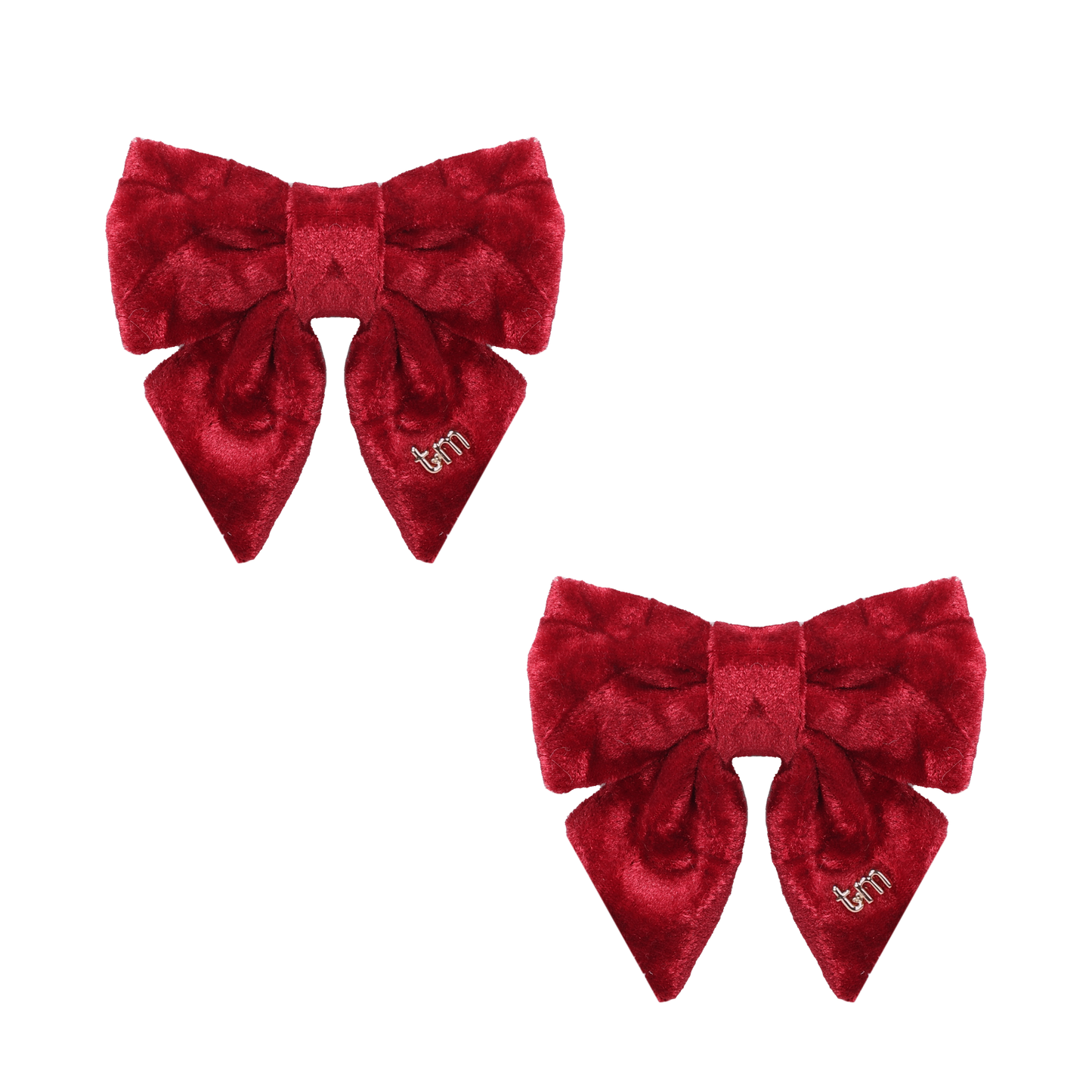 FW26 Crushed Velvet Mini Bow Clip Set Of 2 Maroon