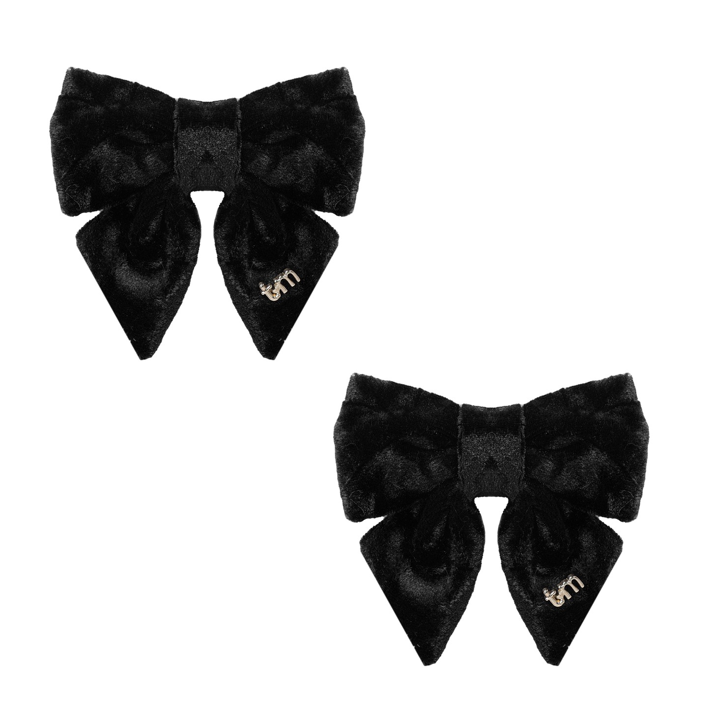 FW26 Crushed Velvet Mini Bow Clip Set Of 2 Black
