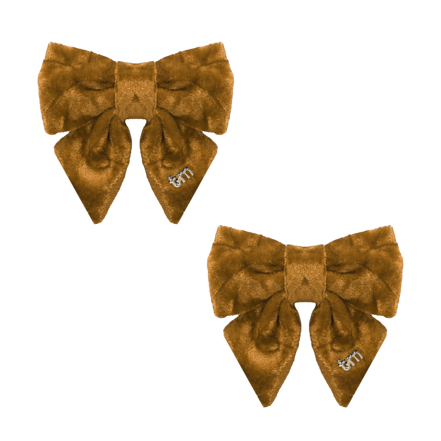 FW26 Crushed Velvet Mini Bow Clip Set Of 2 Brown