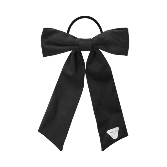 FW26 Suede Collection Ribbon On Pony Ribbon Black