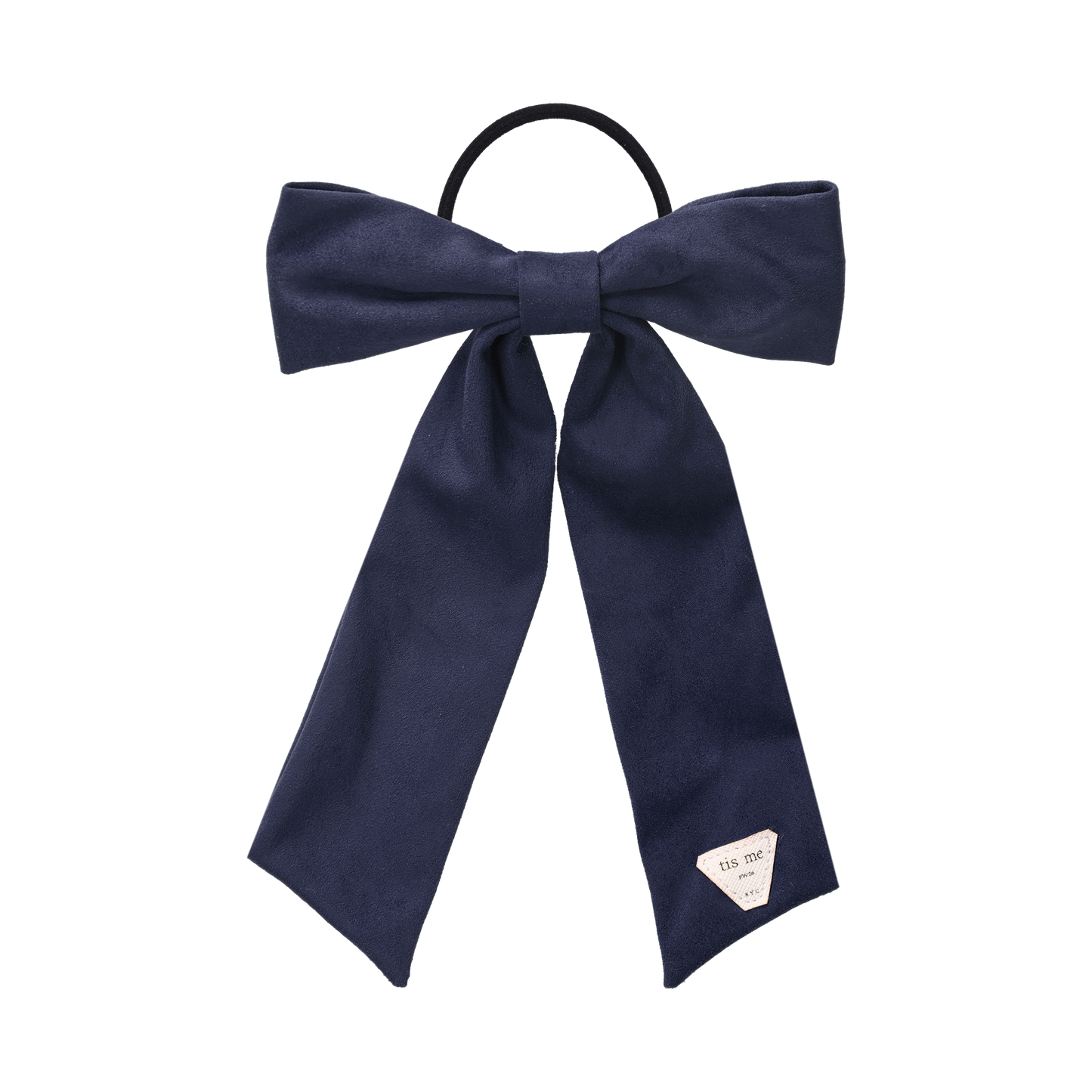FW26 Suede Collection Ribbon On Pony Ribbon  Navy