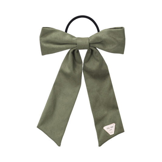 FW26 Suede Collection Ribbon On Pony Ribbon Green